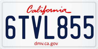 CA license plate 6TVL855