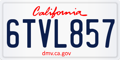 CA license plate 6TVL857