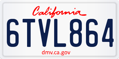 CA license plate 6TVL864