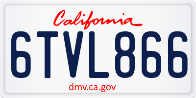 CA license plate 6TVL866