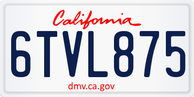 CA license plate 6TVL875