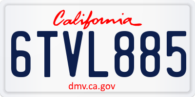CA license plate 6TVL885