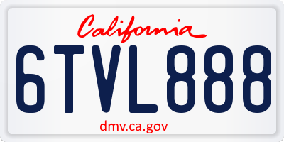 CA license plate 6TVL888