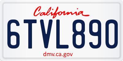 CA license plate 6TVL890
