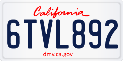 CA license plate 6TVL892