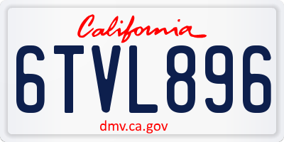 CA license plate 6TVL896
