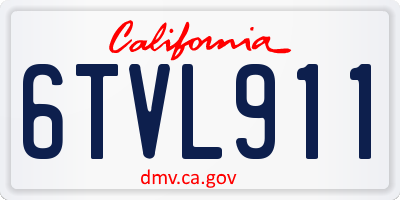 CA license plate 6TVL911