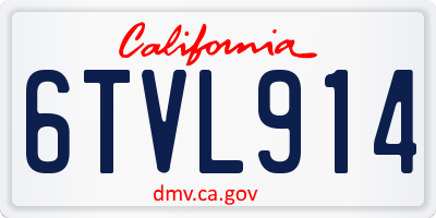 CA license plate 6TVL914
