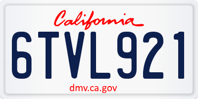 CA license plate 6TVL921