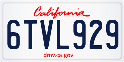 CA license plate 6TVL929