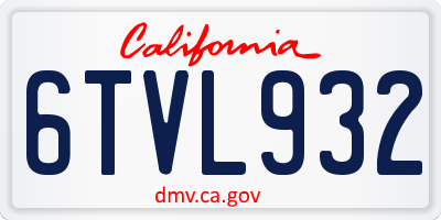 CA license plate 6TVL932