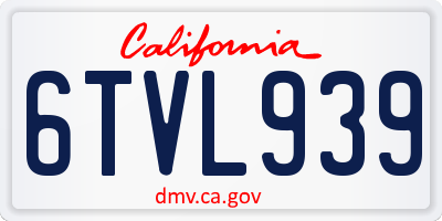 CA license plate 6TVL939