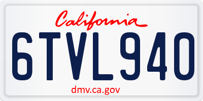 CA license plate 6TVL940