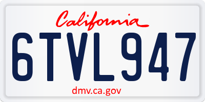 CA license plate 6TVL947