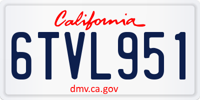 CA license plate 6TVL951
