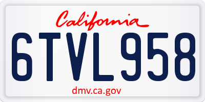 CA license plate 6TVL958