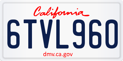 CA license plate 6TVL960