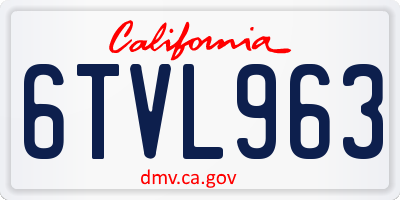 CA license plate 6TVL963
