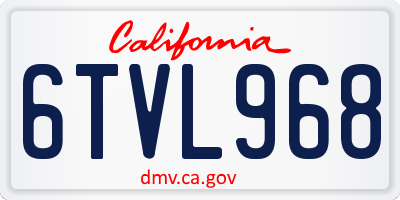 CA license plate 6TVL968