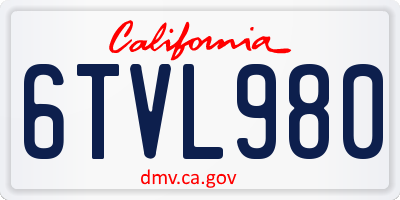 CA license plate 6TVL980