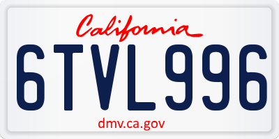 CA license plate 6TVL996