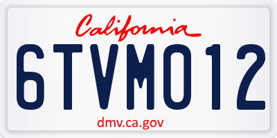 CA license plate 6TVM012