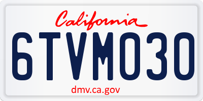 CA license plate 6TVM030