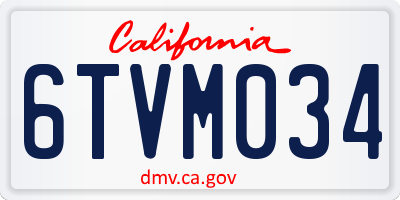 CA license plate 6TVM034