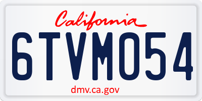 CA license plate 6TVM054