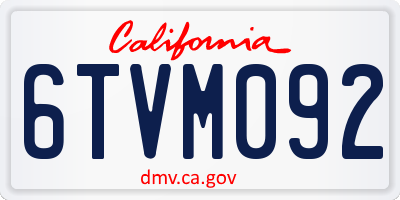 CA license plate 6TVM092