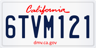 CA license plate 6TVM121