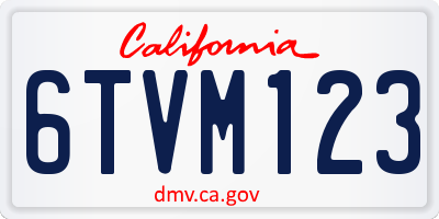CA license plate 6TVM123