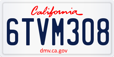 CA license plate 6TVM308