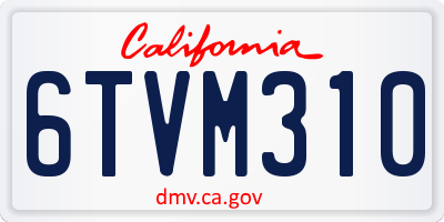 CA license plate 6TVM310