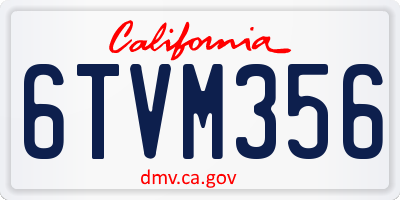 CA license plate 6TVM356