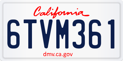 CA license plate 6TVM361