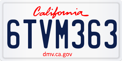 CA license plate 6TVM363