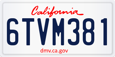 CA license plate 6TVM381
