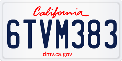 CA license plate 6TVM383