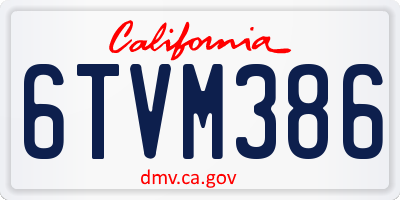 CA license plate 6TVM386