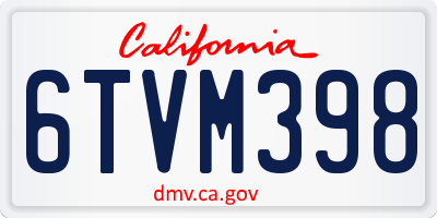 CA license plate 6TVM398