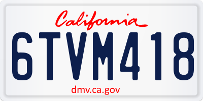 CA license plate 6TVM418