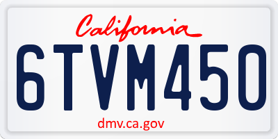 CA license plate 6TVM450