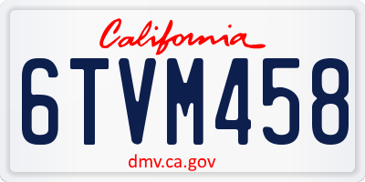 CA license plate 6TVM458