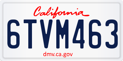 CA license plate 6TVM463