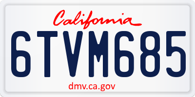 CA license plate 6TVM685
