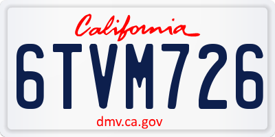 CA license plate 6TVM726