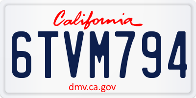 CA license plate 6TVM794