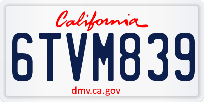 CA license plate 6TVM839