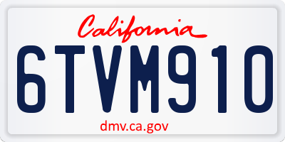 CA license plate 6TVM910